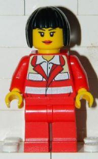 LEGO Minifigure-Paramedic - Red Uniform, Female, Black Bob Cut-Town / City / Hospital-CTY271-Creative Brick Builders